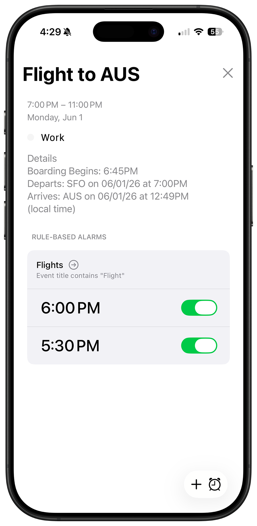 Screenshot of Beacon's event view showing event details and alarms.
